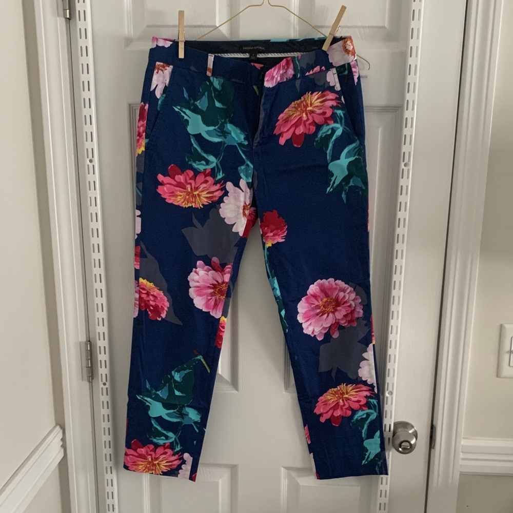 Banana Republic Floral Ankle Jeans - Blue and Pink